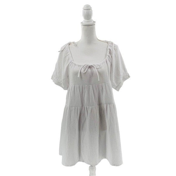 Petal & Pup NEW Hawkins Gauzy Off the Shoulder Mini Dress in White Size 2